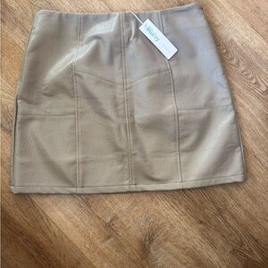 Bluivy Faux Leather Mini Skirt in Taupe